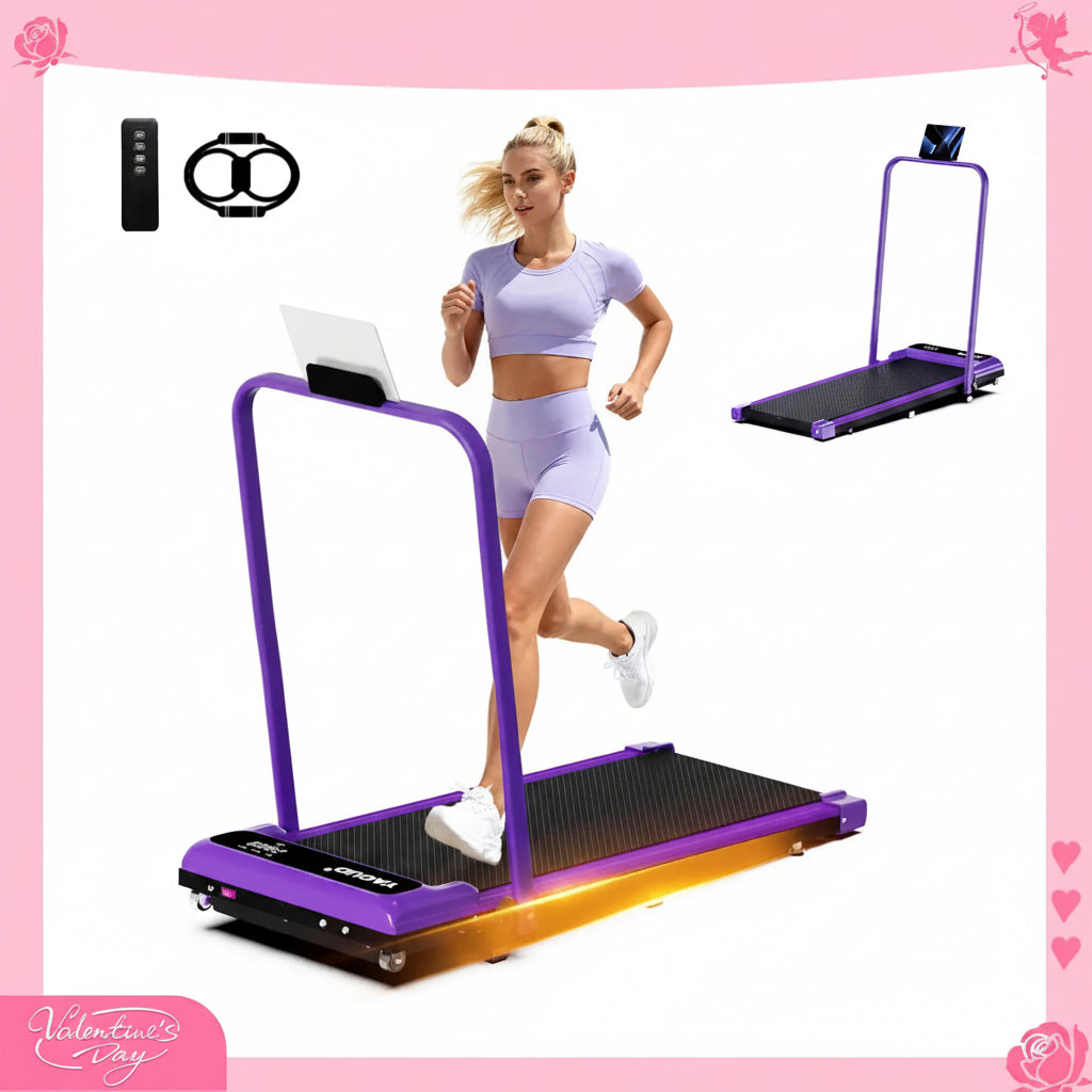 【Adjustable Incline】 YAGUD Foldable Treadmill, Low-Noise Motor Walking Pad, 265Lbs Weight Capacity, Remote Control & Wheels for Easy Mobility, Comes with Free Resistance Bands, Dual Shock-Absorption System Springstatements