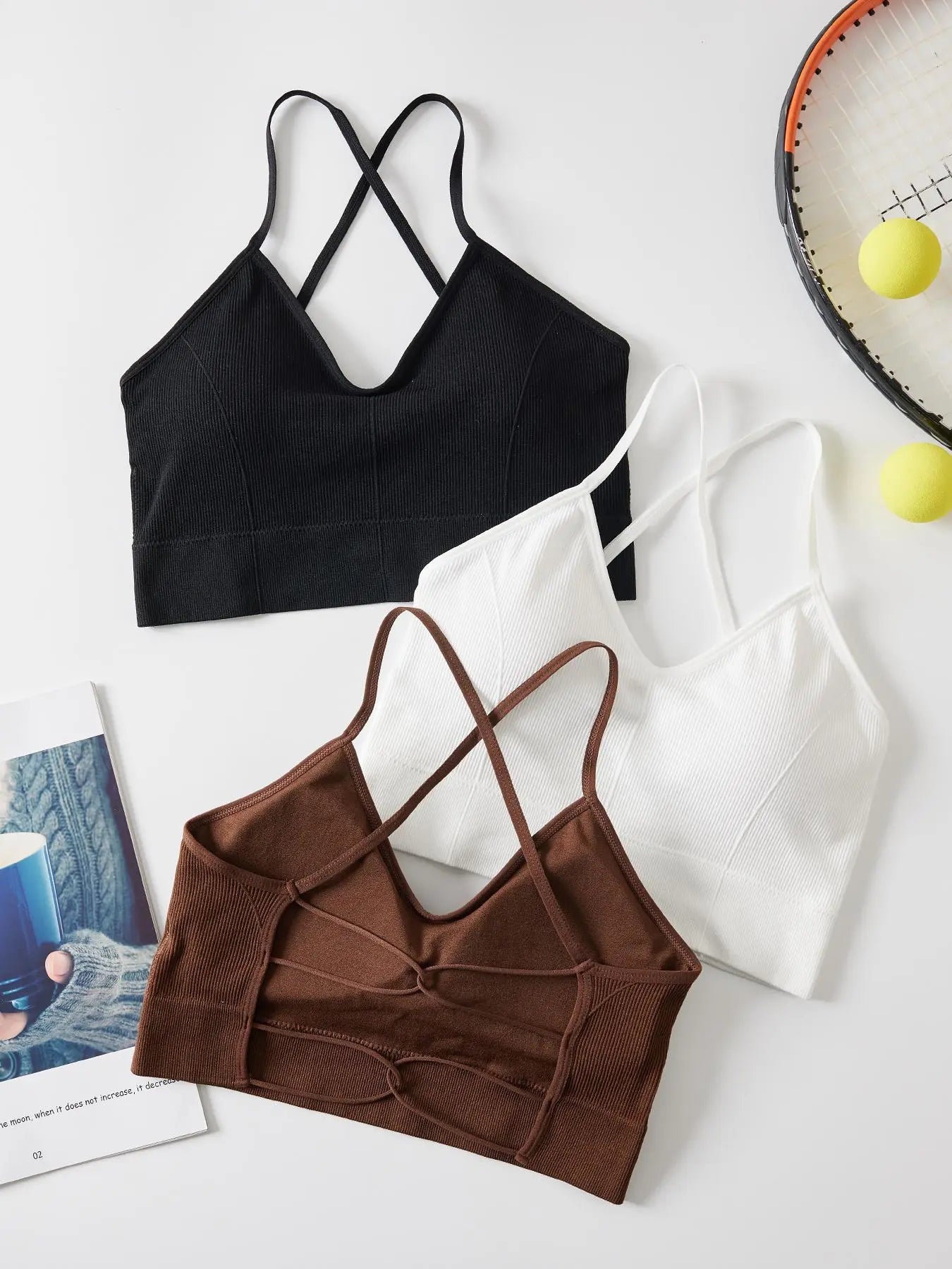 Women'S Solid Criss Cross Backless Sports Bras, Fall Back-To-School Clothing, Gym Clothing, Breathable High Elasticity Padded Wireless Sports Bra for Yoga Gym Workout Running Tennis Pickleball, Sports Bra for Women Top, Sports Bra, Activewear