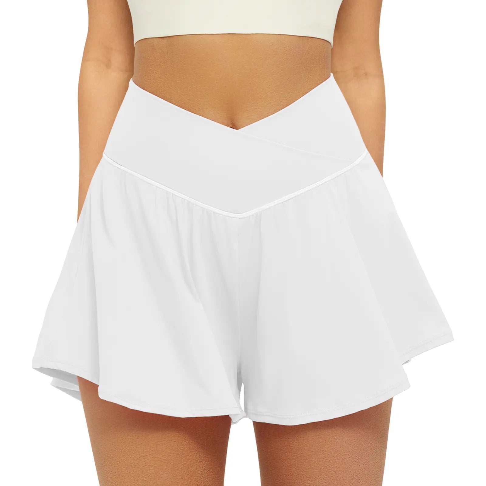 Fireswan Crossover Athletic Shorts for Women 2 in 1 Flowy Running Shorts with Pockets Spandex Butterfly Workout Tennis Skorts