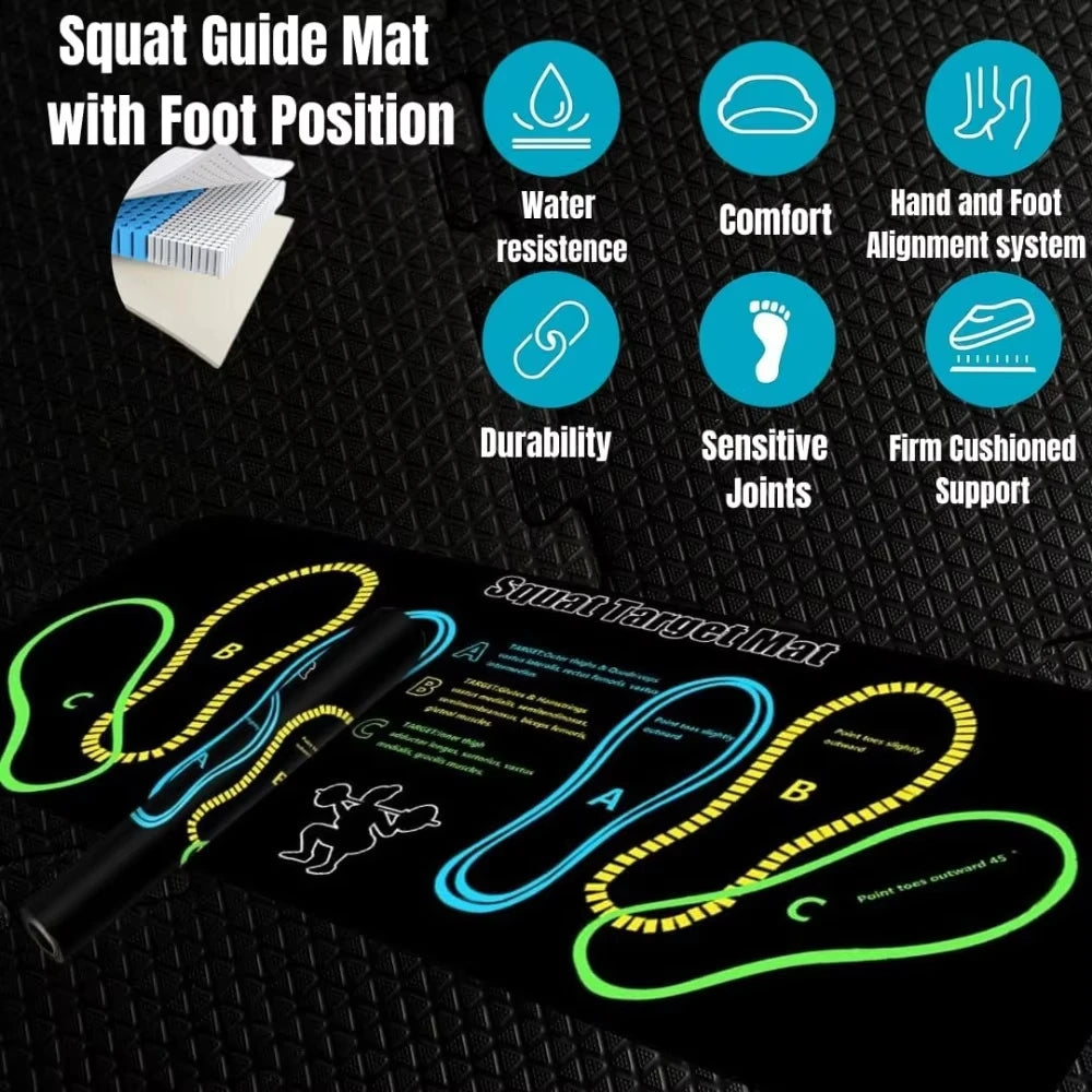 35X80Cm Two-Color Squat Mat Non-Slip and Durable with Instructions Suitable for Home Gym Living Room and Bedroom Use