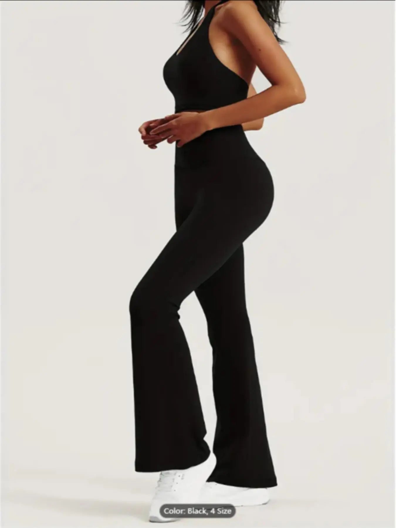 Women'S Groove Solid High Waist Flare Leg Sports Leggings, Casual Comfy Breathable Bell Bottoms Trousers for Yoga Gym, Women Sport & Outdoor Clothing