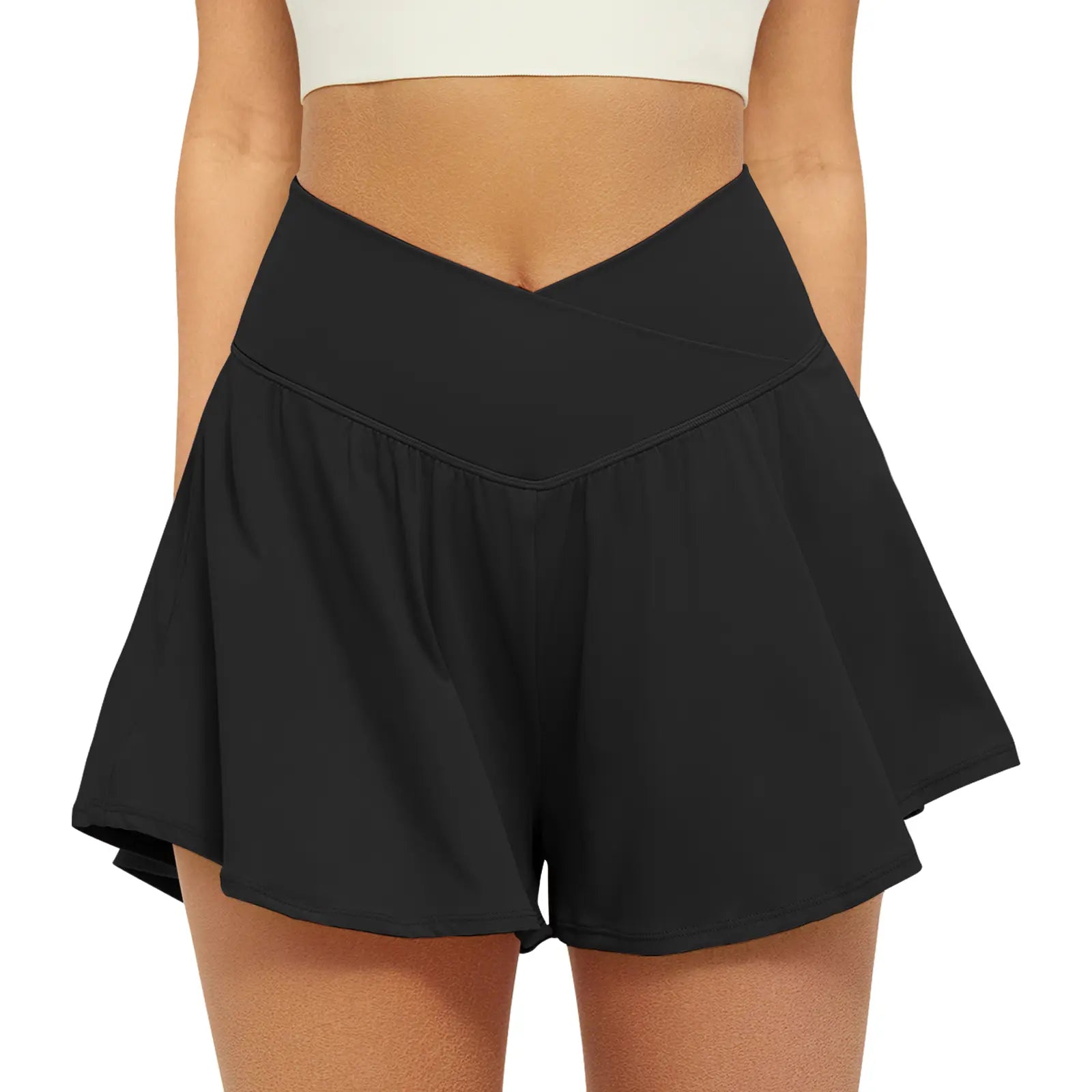 Fireswan Crossover Athletic Shorts for Women 2 in 1 Flowy Running Shorts with Pockets Spandex Butterfly Workout Tennis Skorts